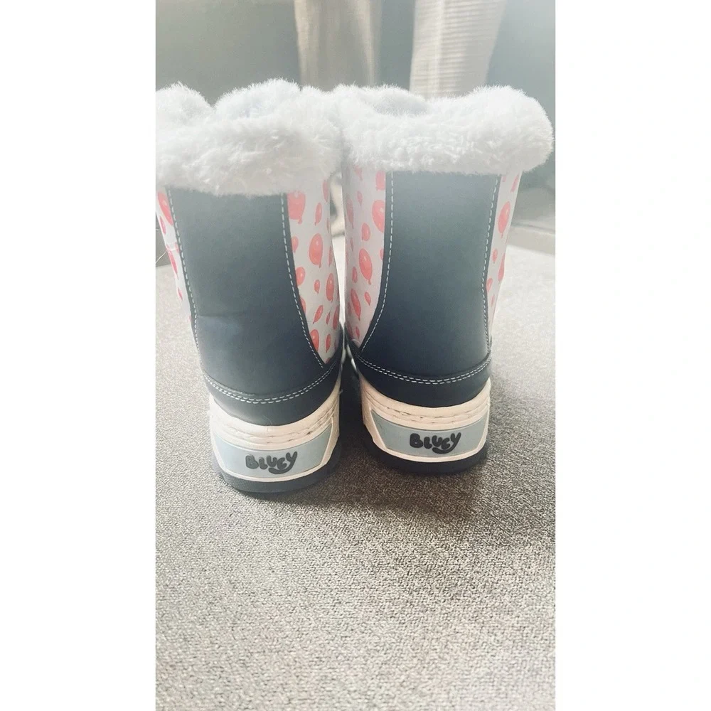 Bluey Snow‎ Boots Toddler Size 8 Blue Red Balloon Faux Fur Lined Winter Shoes